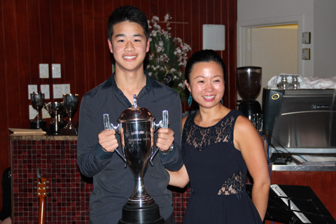 Patrick Liu and teacher Lian Jones