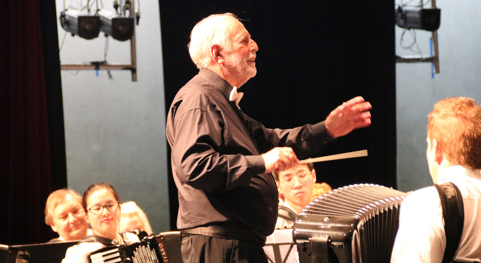 Gary Daverne conducting the 2019 New Zealand Massed Accordion Orchestra