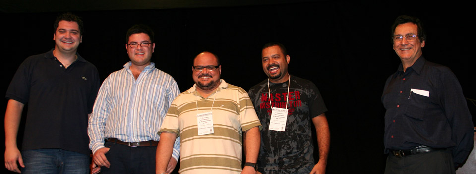 The winners of the competition (left to right). 1st Bruno Moritz Neto of Santa Catarina; 2nd Ign&aacute;cio Hern&aacute;ndez Maturana of Chile; 3rd  Francisco Chagas of Rio de Janeiro, 4th Joao Roberto de Santana Alves of Pernambuco.
