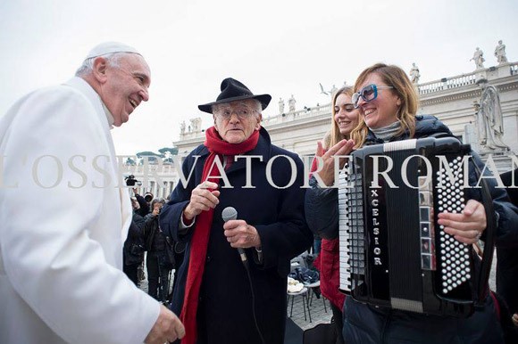 Pope Francis,  Teddy Reno, Elisa Riccitelli, Sylvia Pagni