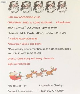 Poster, Harlow Accordion Club Christmas Concert,