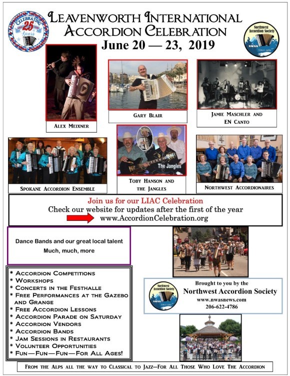 Poster: Leavenworth International Accordion Celebration 2019