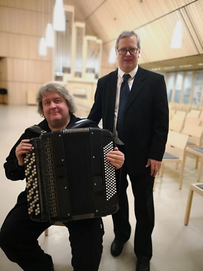 Jukka-Pekka Kuusela and composer Kalle Välimaa