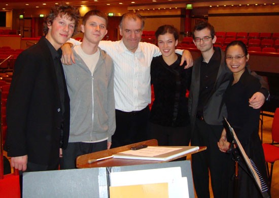 Martynas Levickis, Rafal Luc, Conductor Valery Gergiev, Ksenija Sidorova, Amadej Herzog and Trang Nguyen