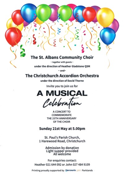 Christchurch Accordion Orchestra “Musical Celebration” poster