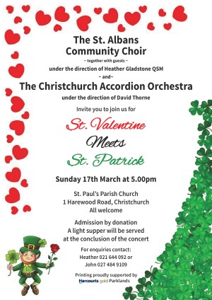 Christchurch Accordion Orchestra “St Valentine Meets St Patrick”