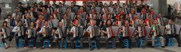 Part of the personnel performing Accordion Ensemble