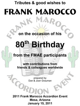 Frank Marocco's 80th Birthday booklet cover