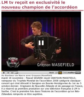Grayson Masefield recording the LMTV show, France