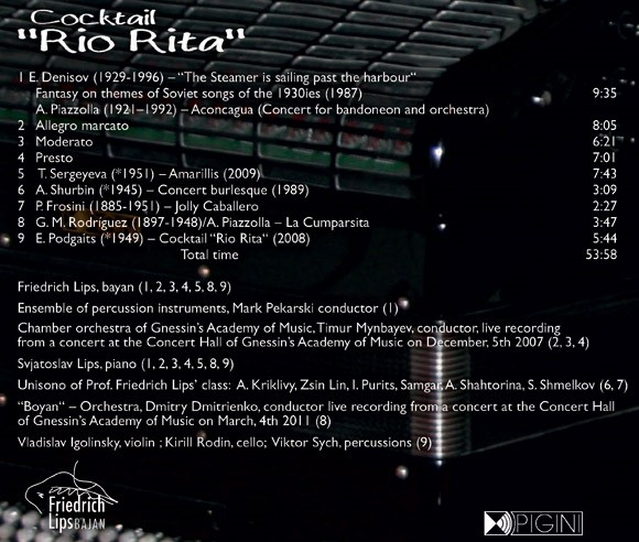 Back cover, Friedrich Lips Cocktail “Rio Rita” CD