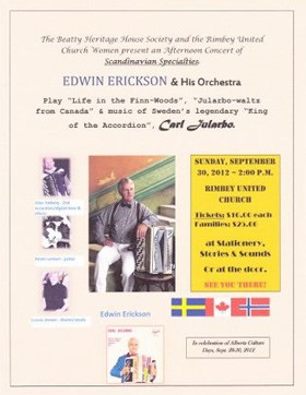Edwin Erickson and his Orchestra Concert Poster