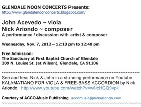 Glendale Noon Concert Poster