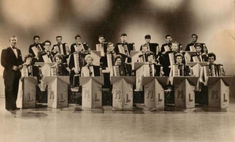 Martin Lukins Accordion Orchestra(Dorthy Lukins in picture on front row)