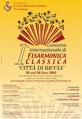 1st International Contest of Classical Accordion “Città di Riccia” poster