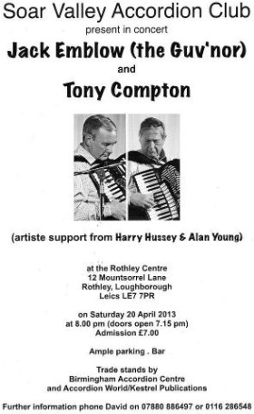 Jack Emblow & Tony Compton concert poster