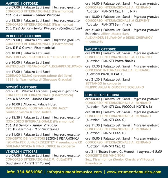 2013 Strumenti & Musica Festival Schedule