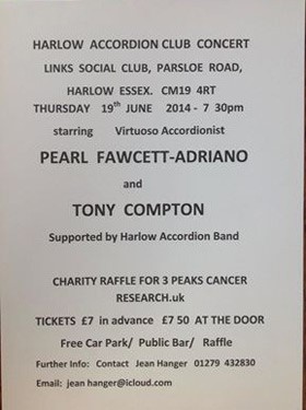 Pearl Fawcett-Adriano and Tony Compton at Harlow AC poster