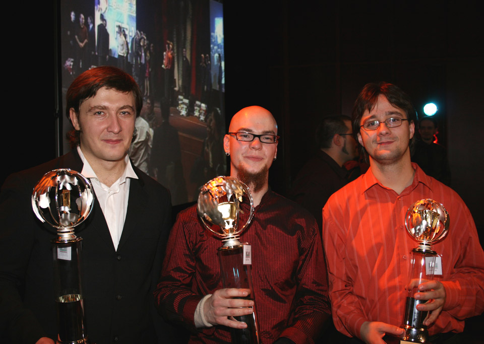 Left to Right: 2nd place - Oleg Vereschagin (Italy), 1st Place - Toni Perttula (Finland), 3rd place - Michal Cervienca (Slovakia)