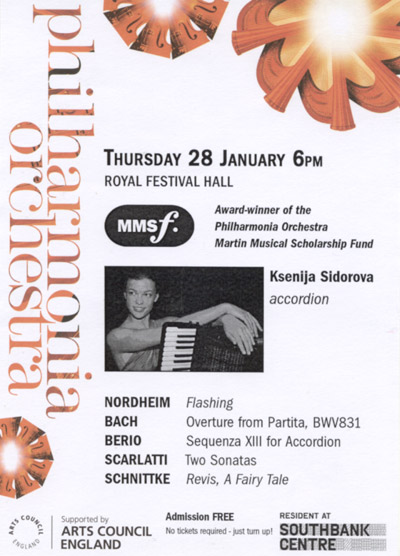 Ksenija Sidorova Festival Hall Poster