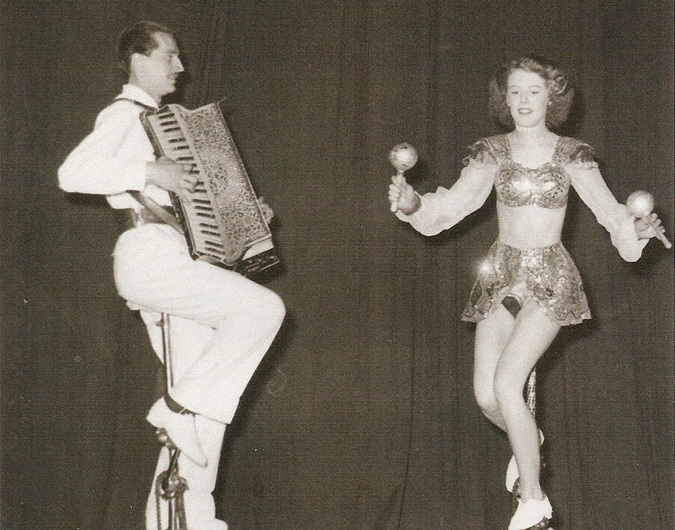 Eric D'Arcy and Diana, this time with both on unicycles