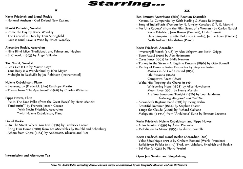 Performances listing