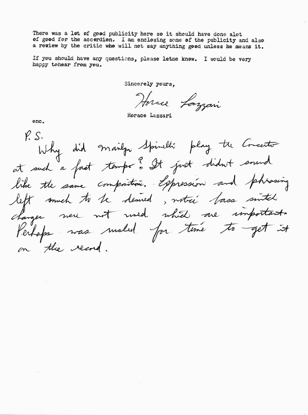 Horace Lazzari letter Page 2