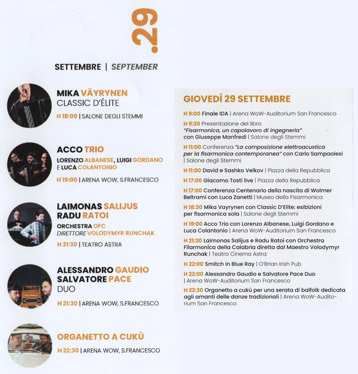 29 September schedule