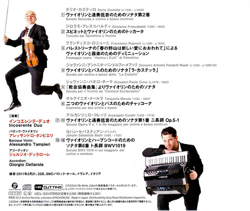 Back Cover, CD "So Far, So Close" by Incorerente Duo