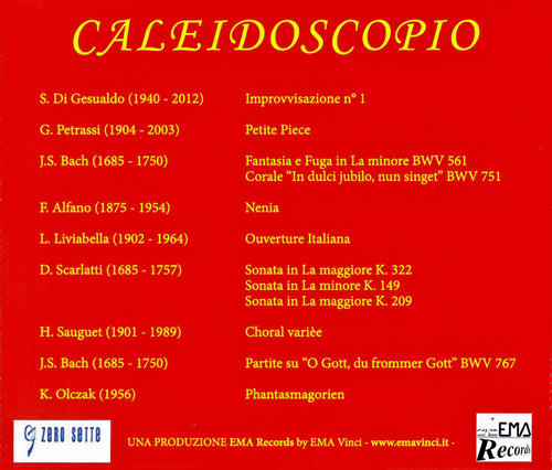 CD back cover: Caleidoscopio by Riccardo Centazzo