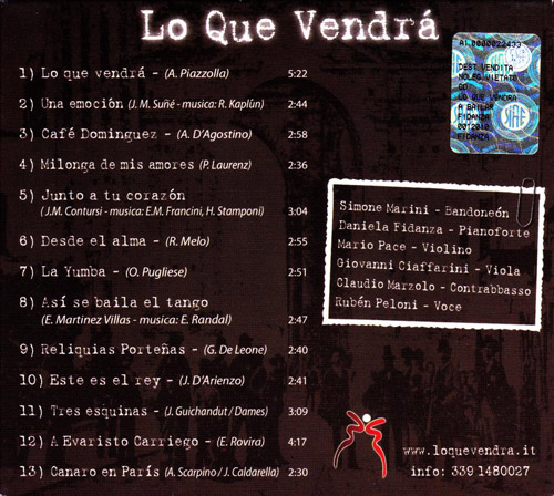 Tango by Lo Que Vendra rear cover