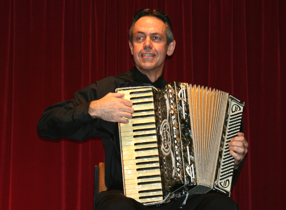 Kevin Friedrich with antique accordion