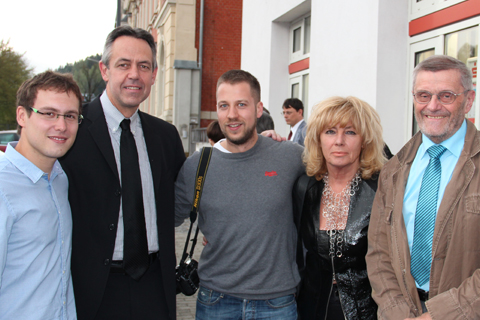 Julian Feulner and Christoph Plass with Kevin Friedrich, Holda Paoletti-Kampl and Klingenthal Akkordeonwettbewerb Director Manfred G&auml;bler.
