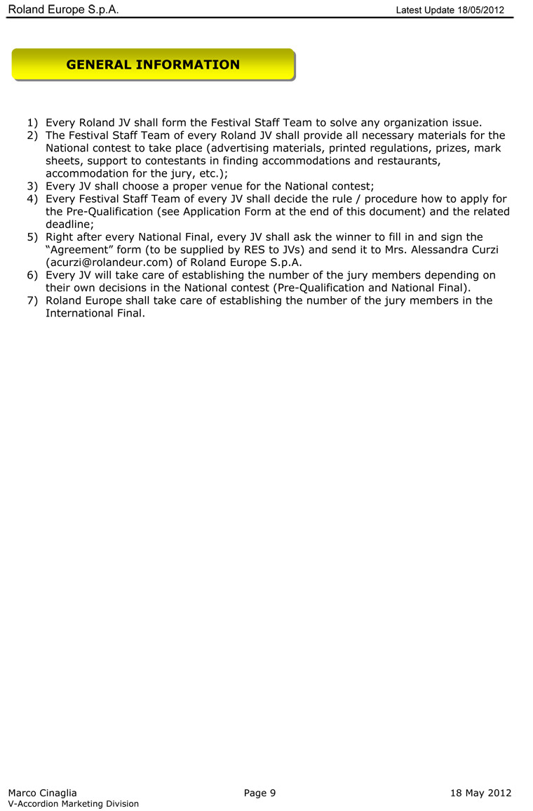 2012 Roland V-Accordion Festival Regulations